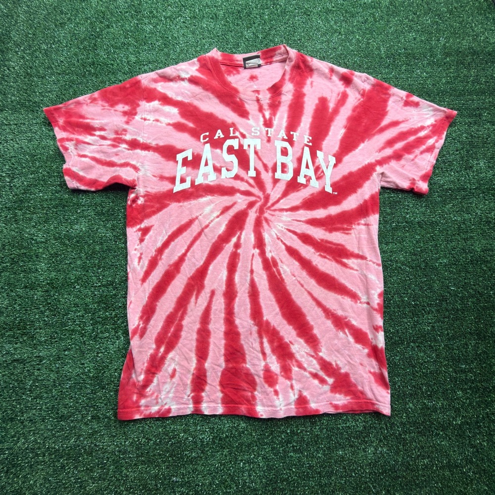 VTG MV Sport Cal State East Bay Pioneers Tie Dye T-Shirt Mens Medium Red Pink